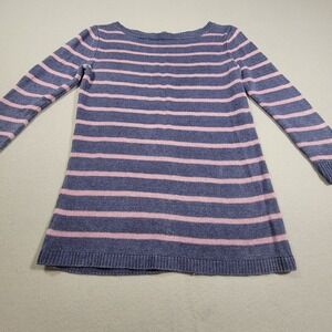 Talbots Petites‎ 100% Linen Sweater Navy Pink Stripe Long Sleeve Knit Top Size P